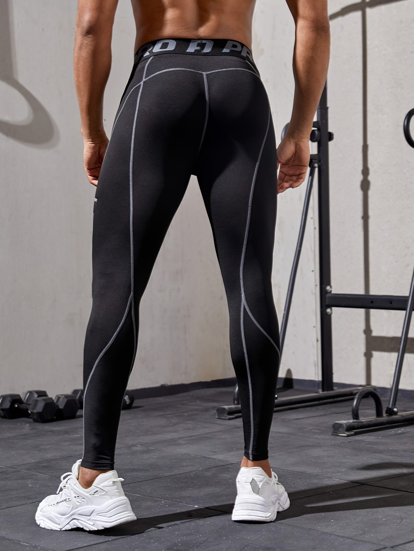 Men's High Stretch Tight Long Compression Pants, Activewear, Lightweight Quick Dry Athletic Leggings For Gym Fitness Workout Basketball